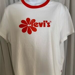 Levi's White and Orange Logo T-Shirt